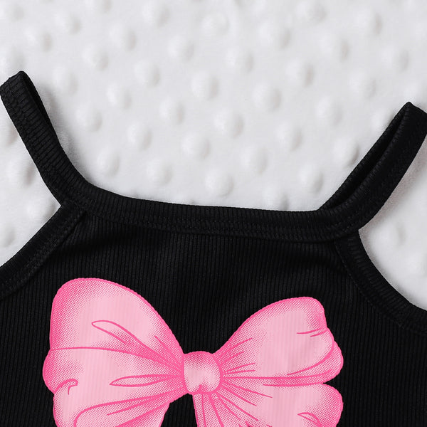 Children's Suit Bow Print Sling Pantskirt