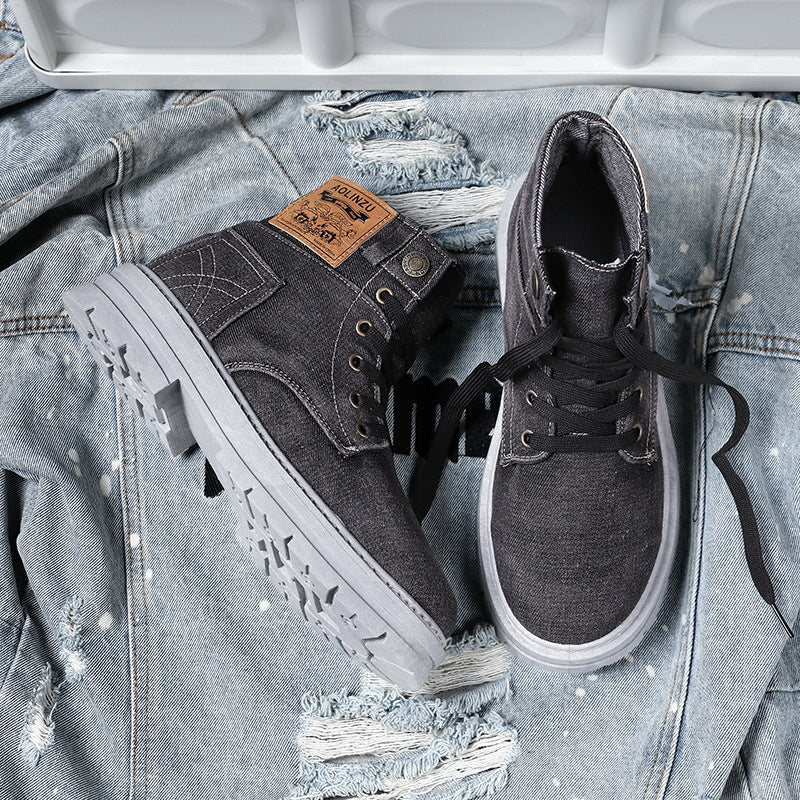 Chaussure de skateboard montante en jean décontractée