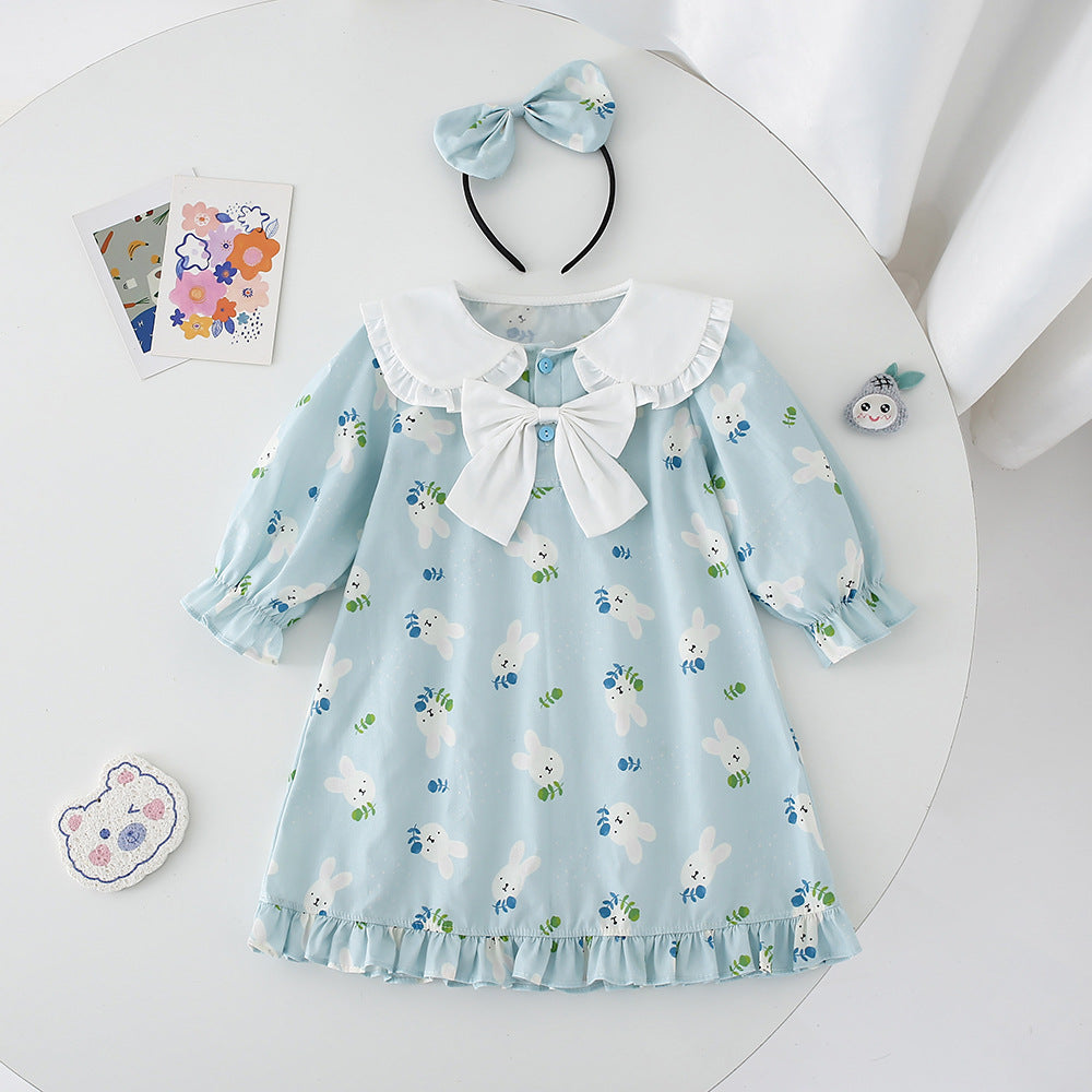 Blue With Long Sleeves Onesie Girls Dress