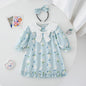 Blue With Long Sleeves Onesie Girls Dress