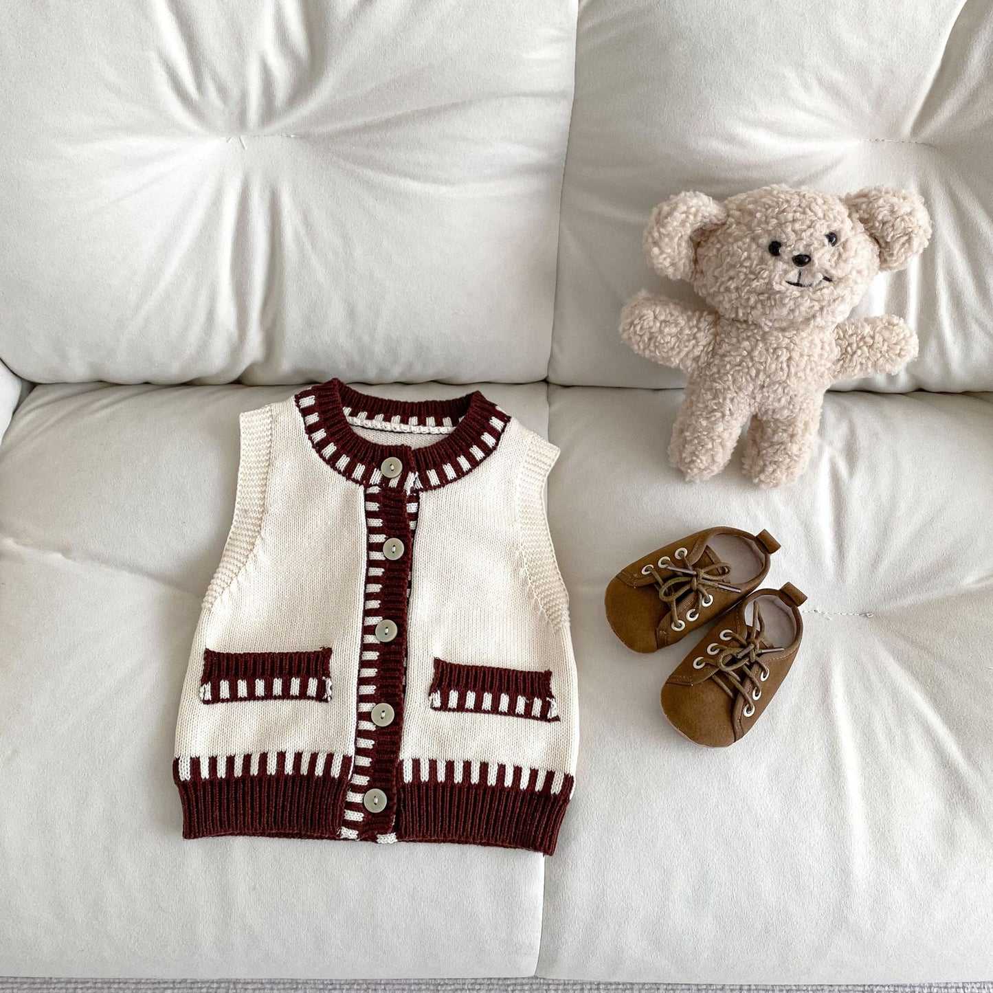 Kids Contrast Color Knitted Vest
