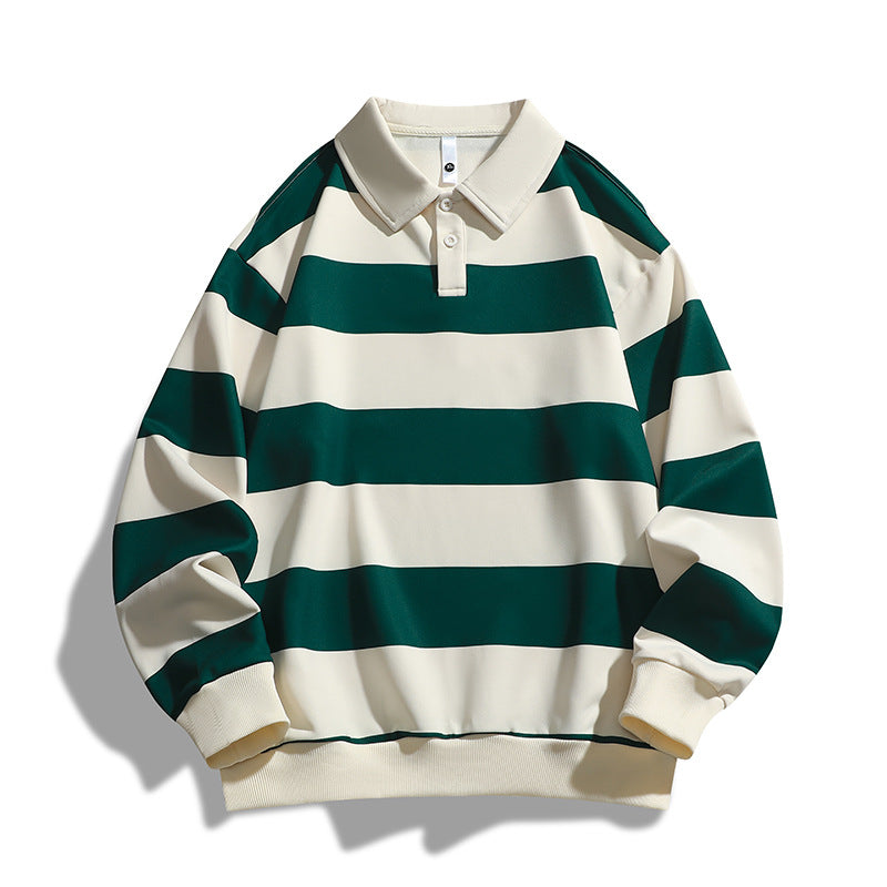 Men's Loose T-shirt Striped Sweater