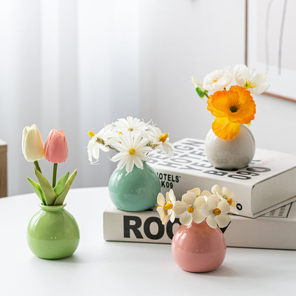 Wide-Mouth Ceramic Mini Vase
