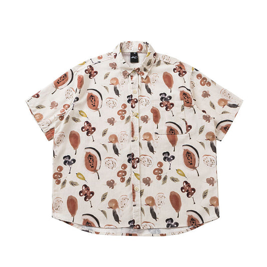 Loose Casual Flower Short Sleeve Shirt