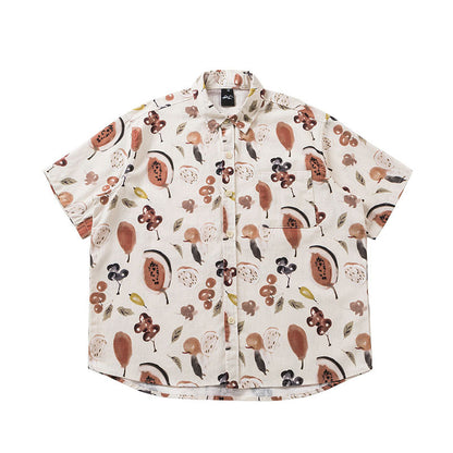 Loose Casual Flower Short Sleeve Shirt