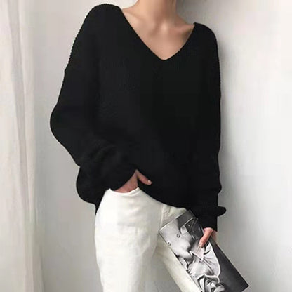 Women's V-neck Loose Sweater