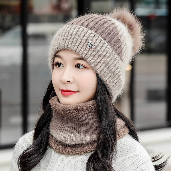 Cotton-padded Cap Scarf Set