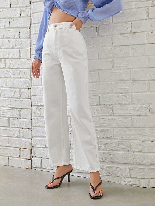 High Waist Wide Leg straight Jeans