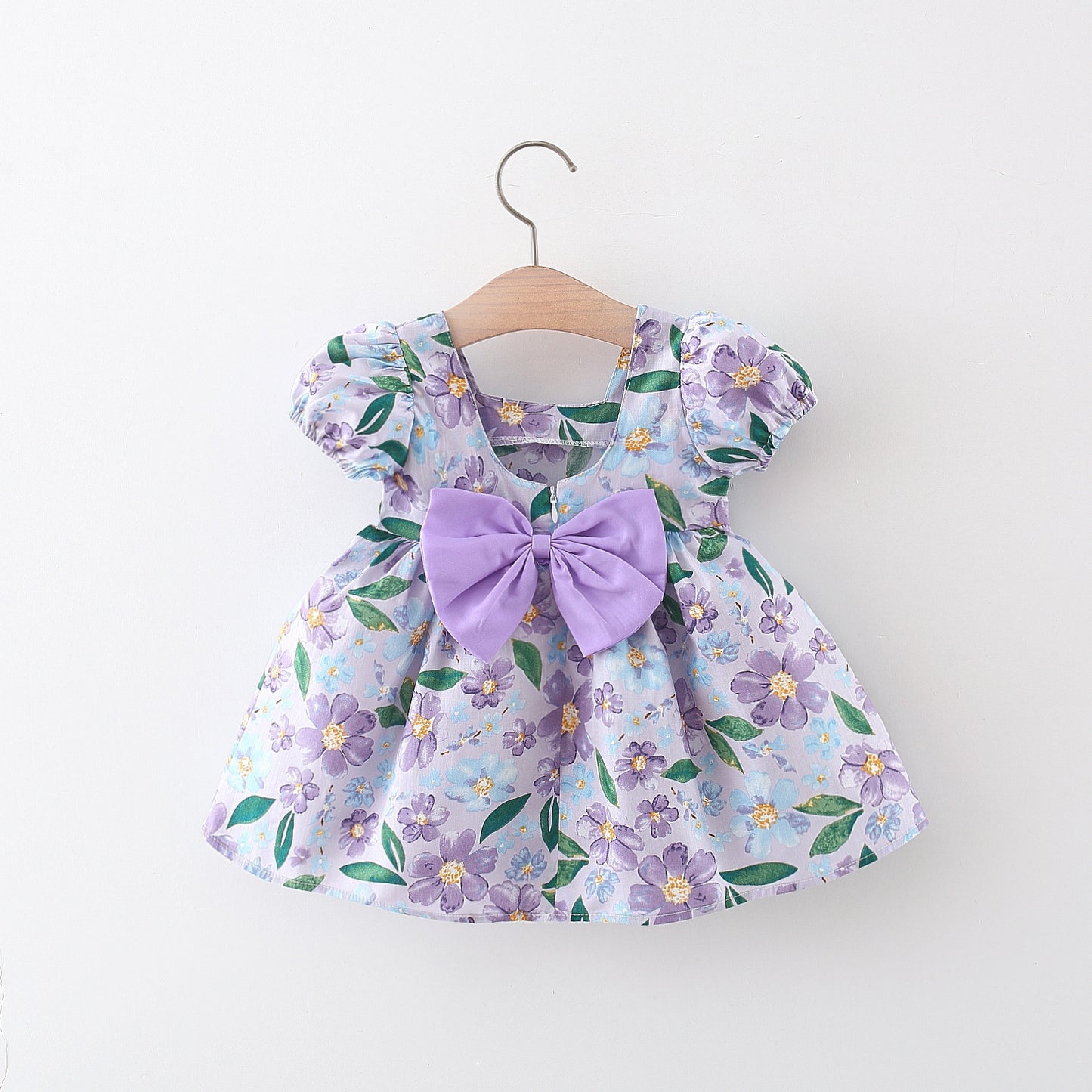 Girl's Fashionable Flower Short Sleeve Dress