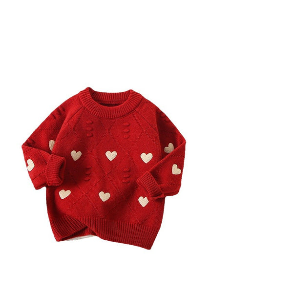 Chandail Fille Amour Brodé Tricoté Haut Chemise de Base