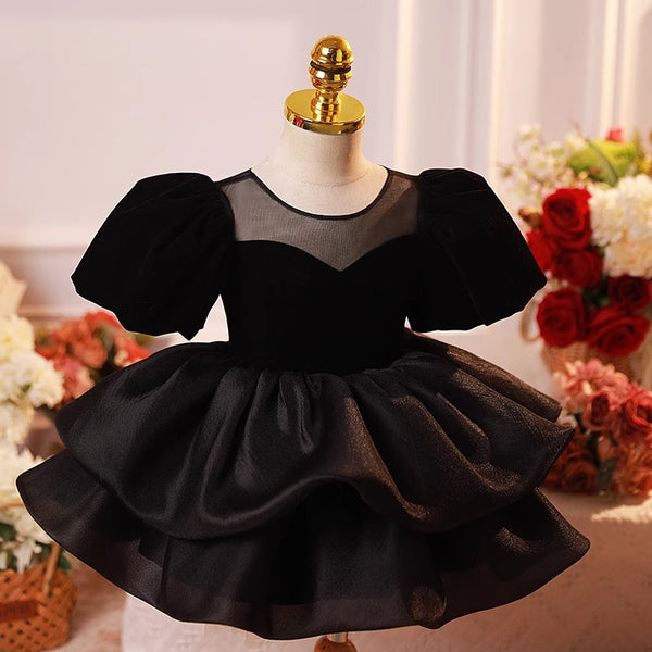 Girls French Puff Sleeve Princess Dress