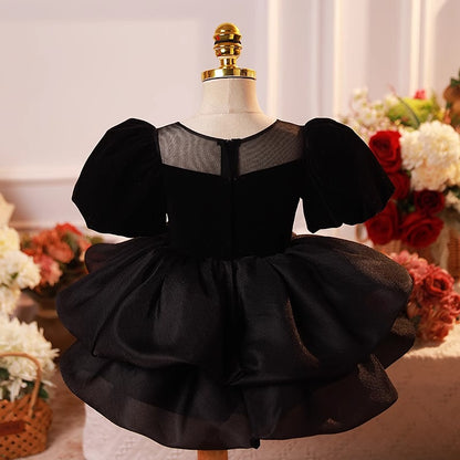 Girls French Puff Sleeve Princess Dress
