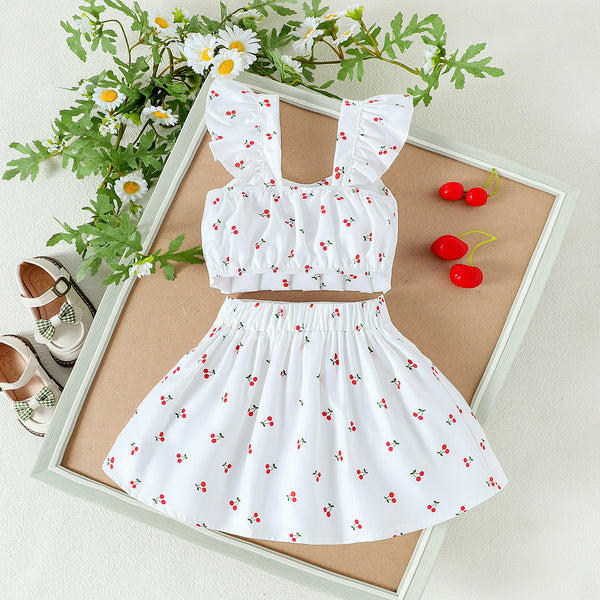 Girls' Bow-Detail Pleated Skirt Set