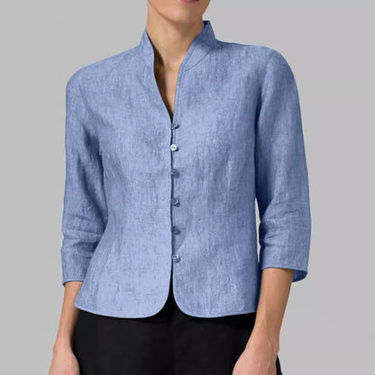Womens Slim Three-quarter Sleeve Button Jacket