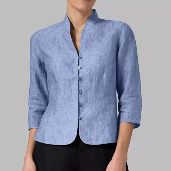 Womens Slim Three-quarter Sleeve Button Jacket