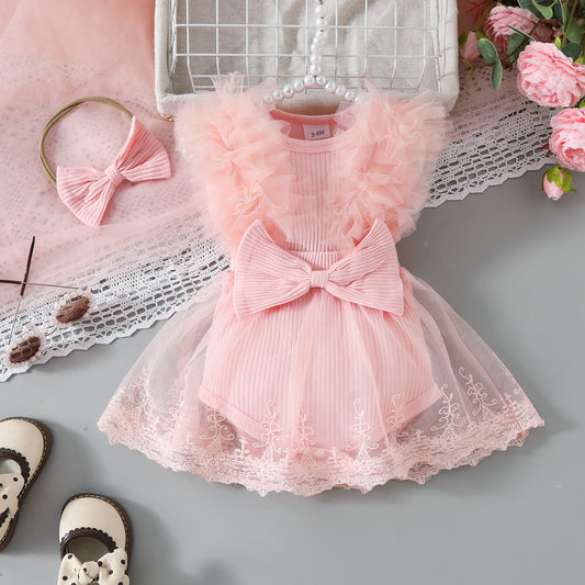 Siamese Triangle Sweet Bow Sleeveless Leotard Hair Band