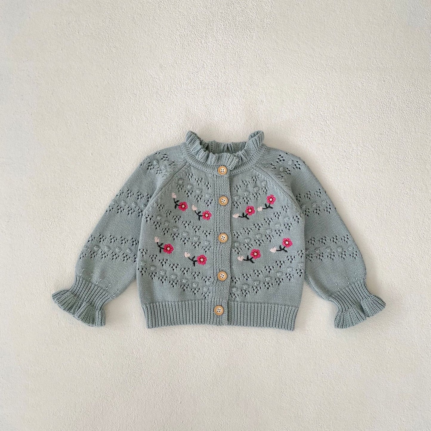 Embroidered Knitted Coat Cardigan