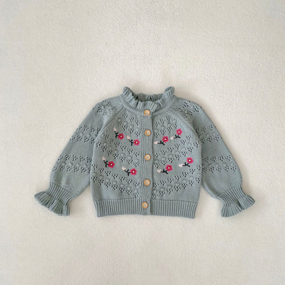 Embroidered Knitted Coat Cardigan