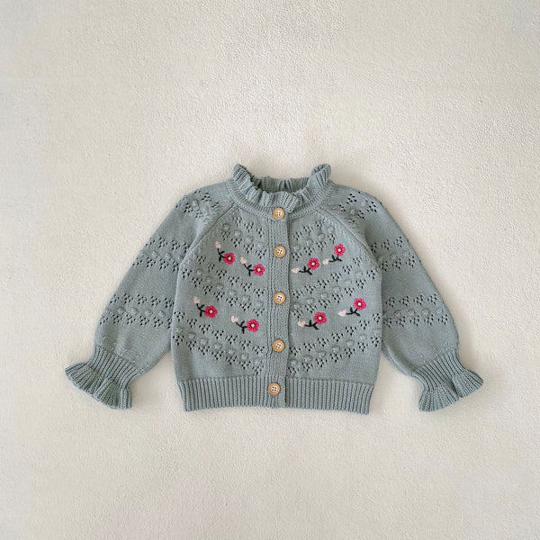 Embroidered Knitted Coat Cardigan