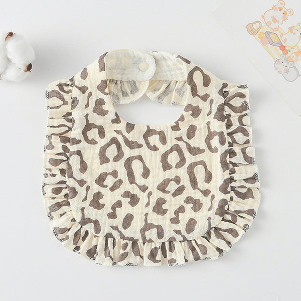 Ruffled Cotton Baby Bib - Printed Gauze Lace