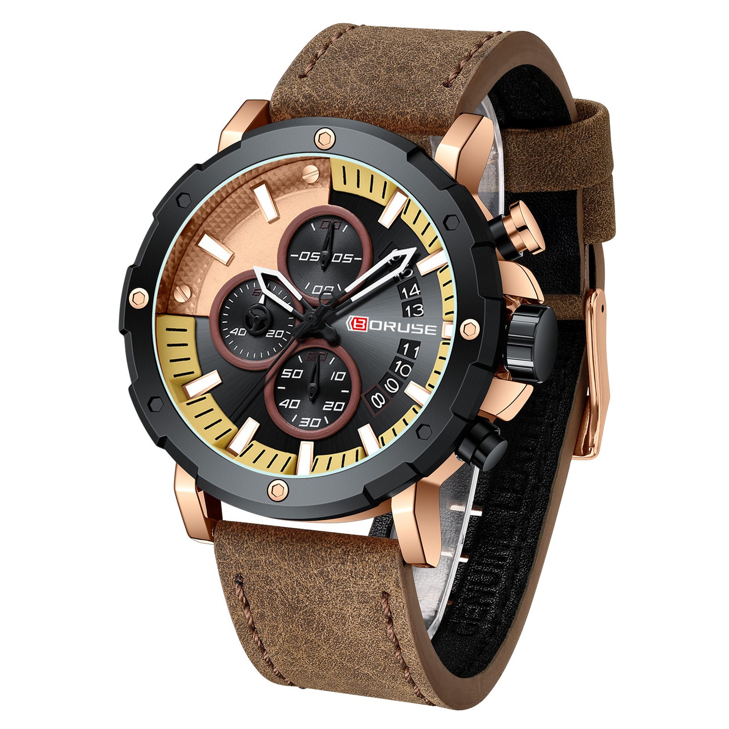 Men's leather Waterproof Luminous Quartz Watch