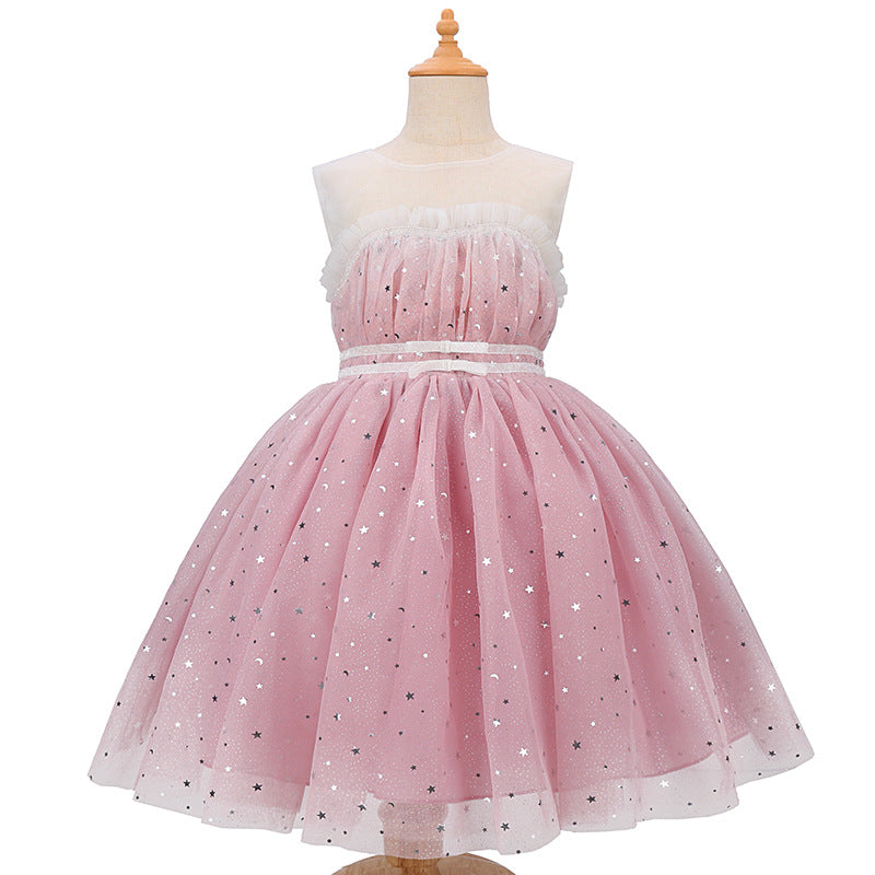 New Girls Gradient Sleeveless Mesh Tulle Tutu Dress