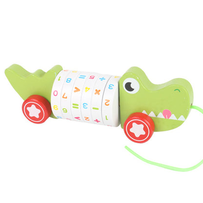 Wooden Children's Leash Snail Trailer Rainbow Building Blocks