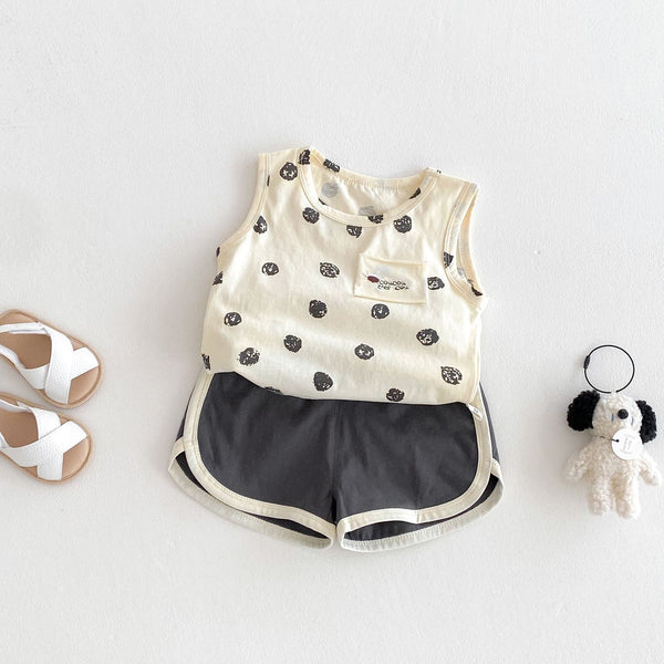 Fashion Camisole Solid Color Shorts Two-piece Set