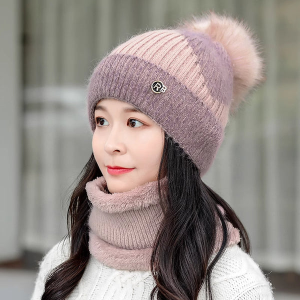 Cotton-padded Cap Scarf Set