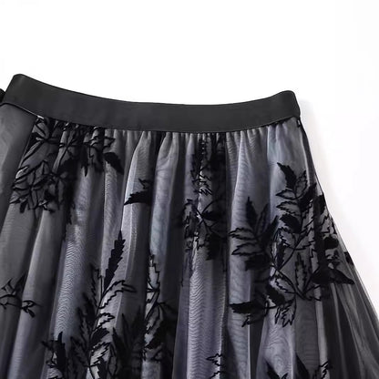 Womens Flocked Printed Skirt
