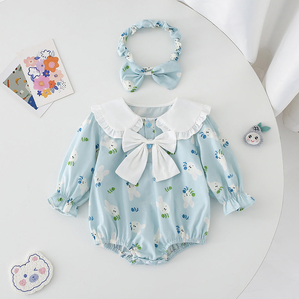 Blue With Long Sleeves Onesie Girls Dress