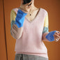 Women V-neck Pullover Knitting Sweater
