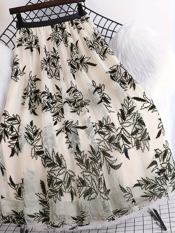 Womens Flocked Printed Skirt
