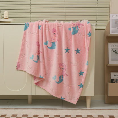 Baby Cartoon Air Conditioner Quilt Luminous Blanket Single Office Nap Flannel