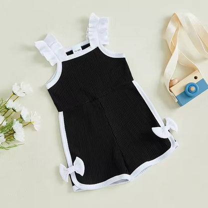 Bowknot Casual Suspenders Jumpsuit Shorts