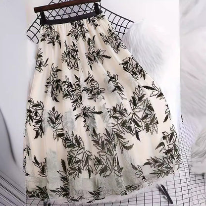Womens Flocked Printed Skirt