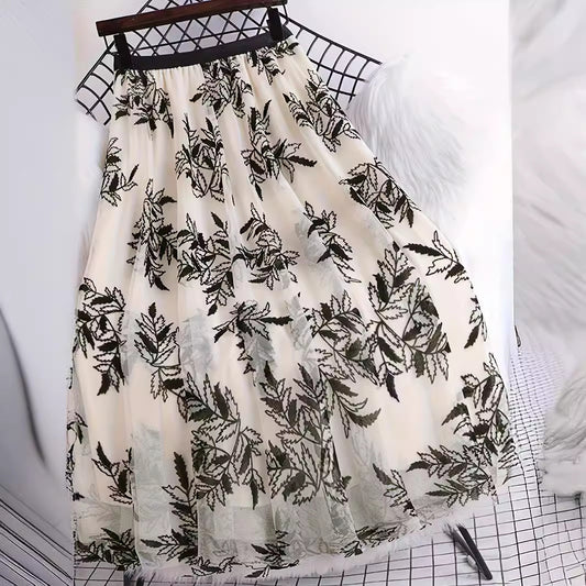 Womens Flocked Printed Skirt
