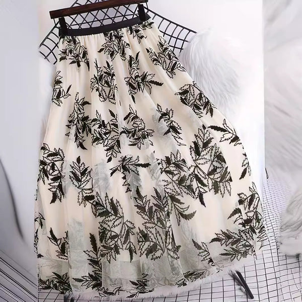 Womens Flocked Printed Skirt