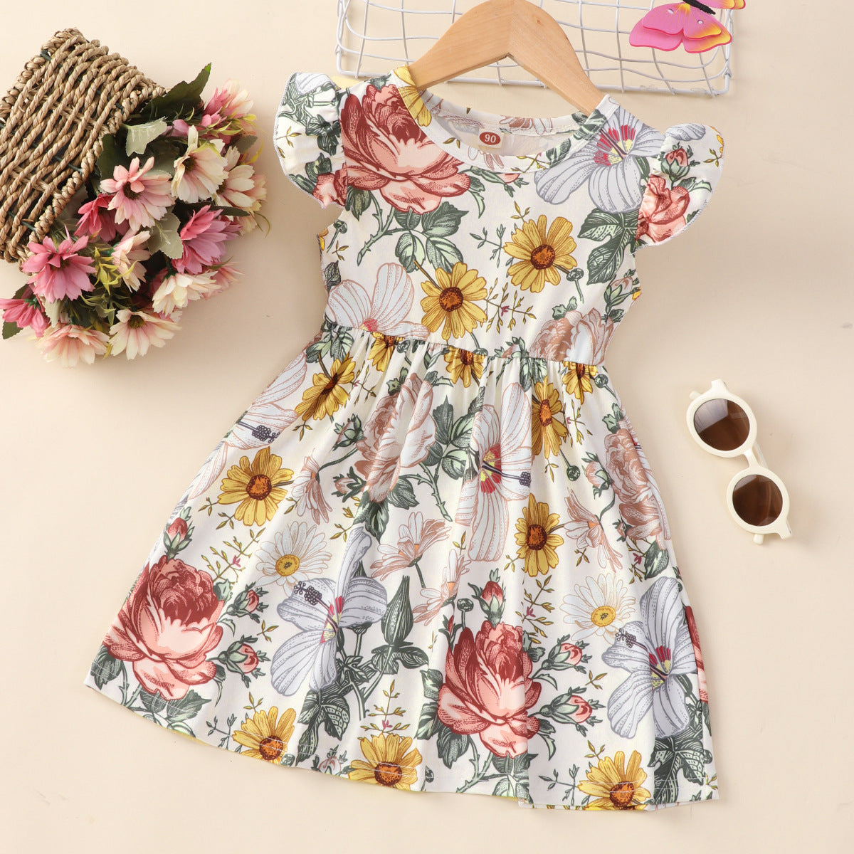 Children Flounced Sleeve Dress