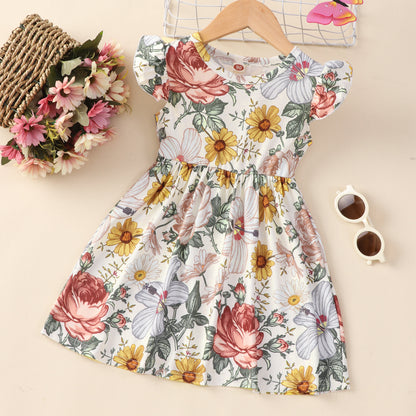 Children Flounced Sleeve Dress