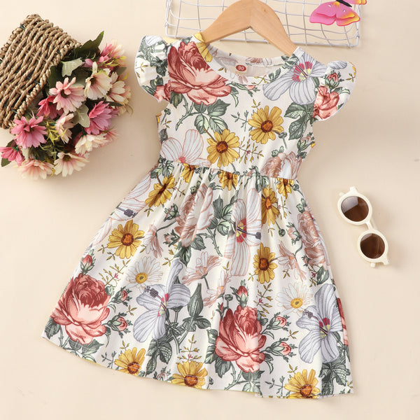 Children Flounced Sleeve Dress