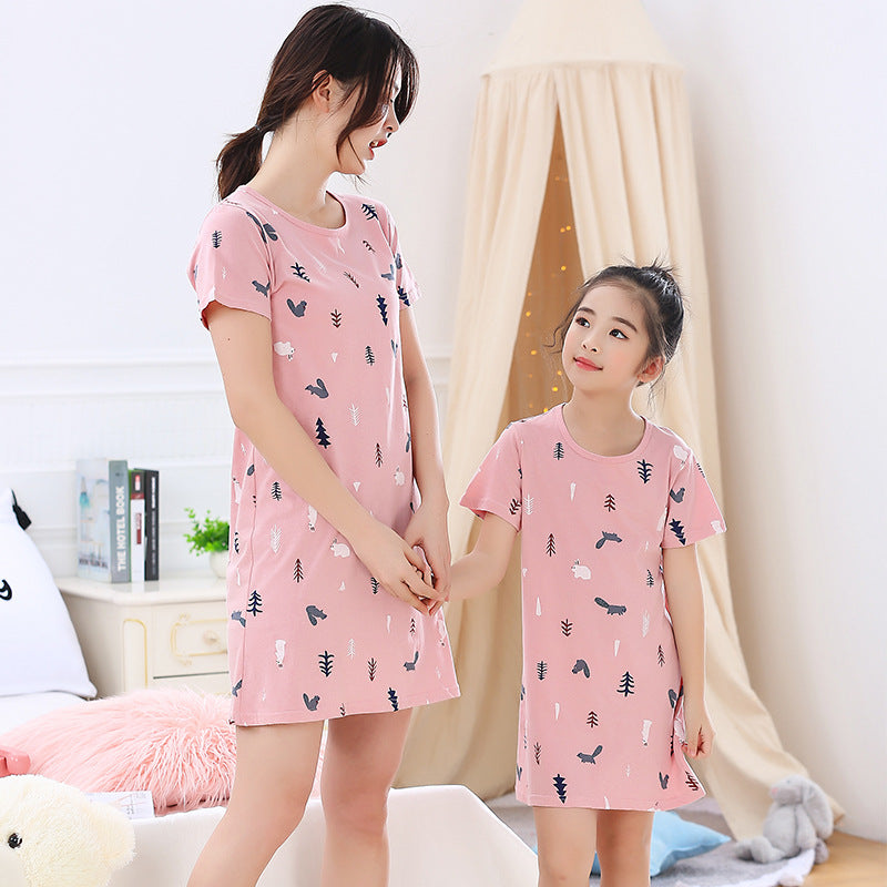Children Purified Cotton Short Sleeve Nightdress