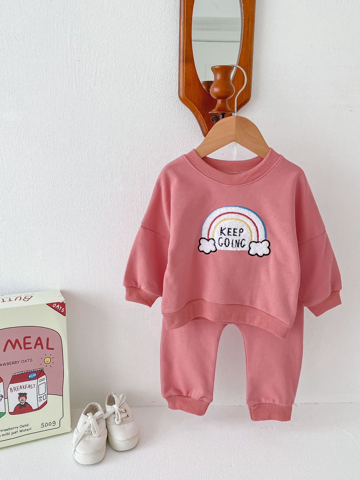 Children's Rainbow Sweater Two-piece Set