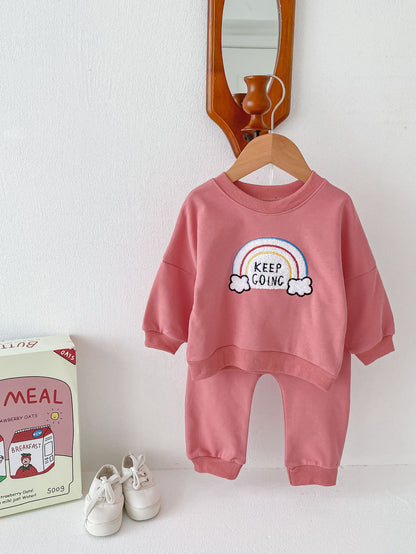 Children's Rainbow Sweater Two-piece Set