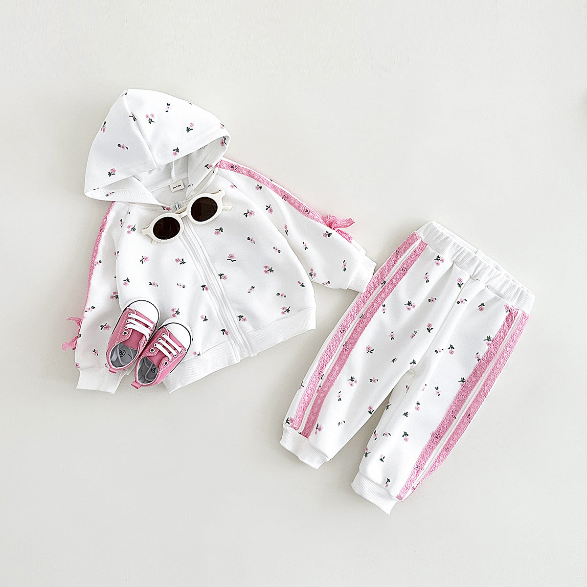 Girls' Warm Hoodie Jacket Trousers Suit