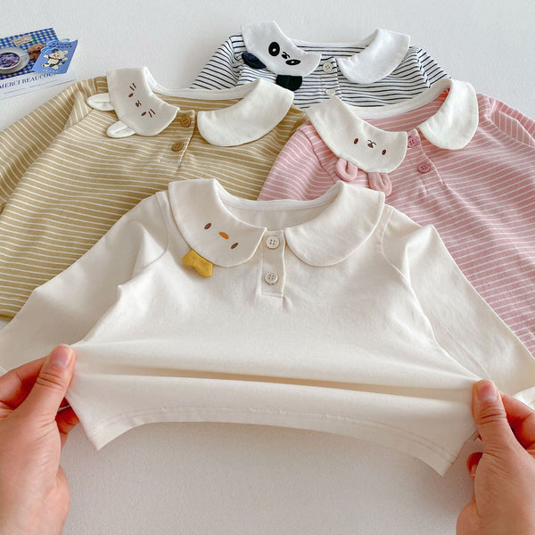 Girls Striped Cartoon T-Shirt - 0-5 Years