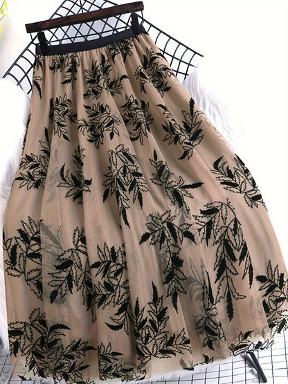 Womens Flocked Printed Skirt