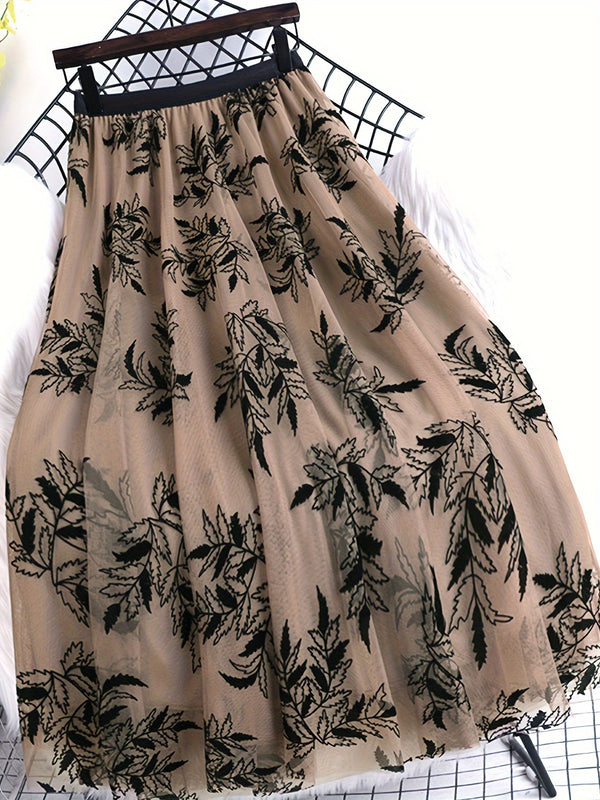 Womens Flocked Printed Skirt