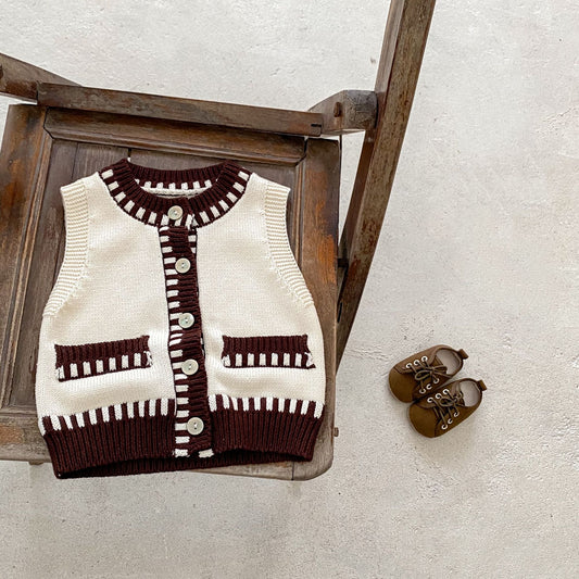 Kids Contrast Color Knitted Vest