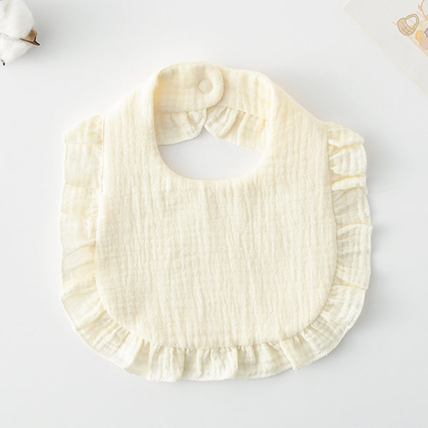 Ruffled Cotton Baby Bib - Printed Gauze Lace